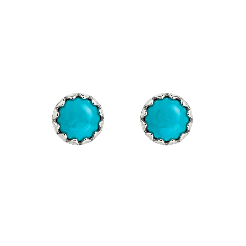 Linda Yazzie Navajo Handmade Sterling Silver Turquoise Stud Earrings 1