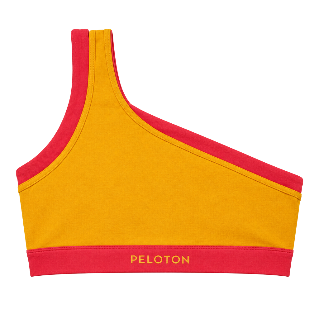 Peloton Endurance Rib One Shoulder Bra Size M Orange 1