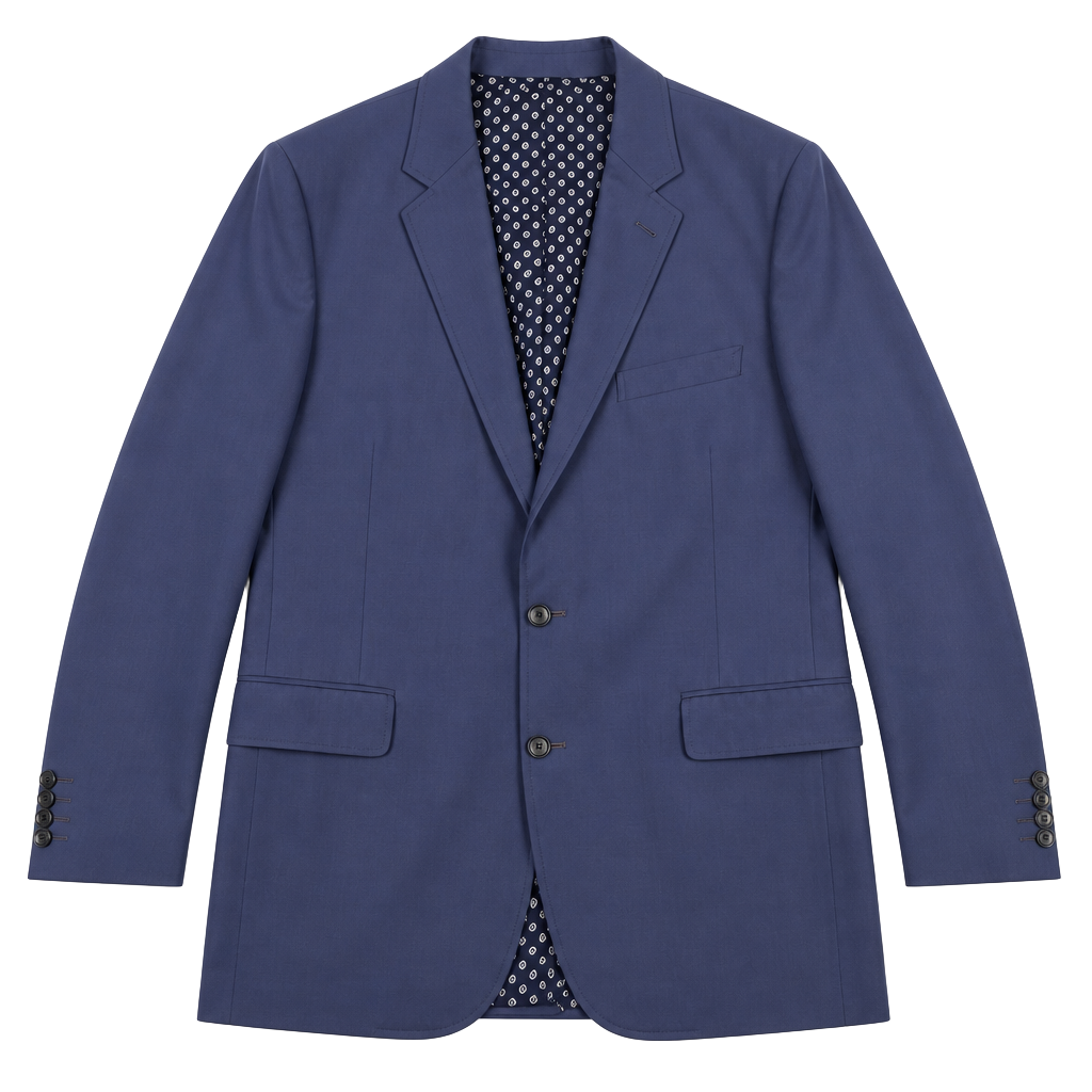 80s Biapiano Custom Blue Two Button Sport Coat Blazer with Floral Lining 47L 1