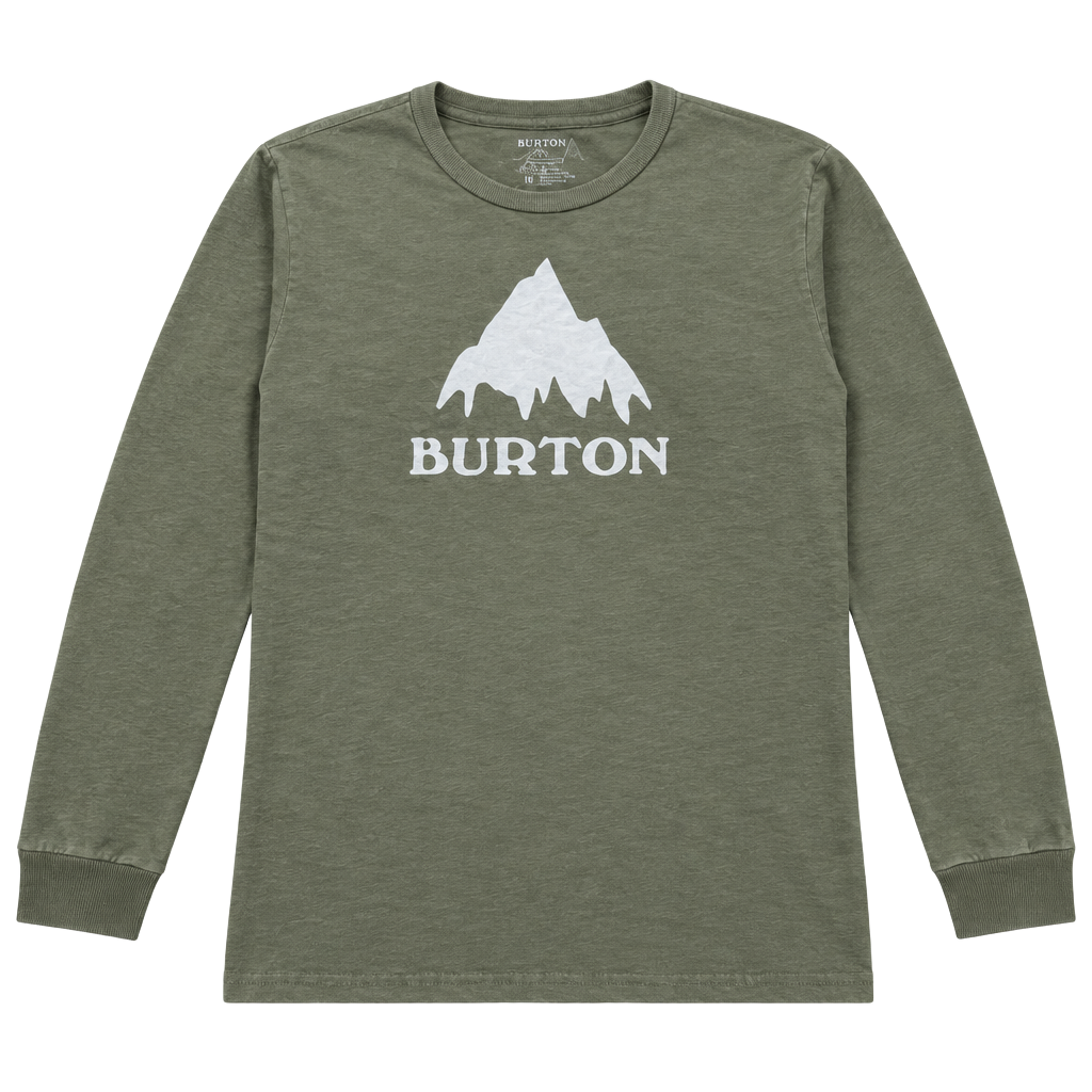 Burton Elite Long Sleeve T-Shirt Youth Size M Olive Green Mountain Logo 1
