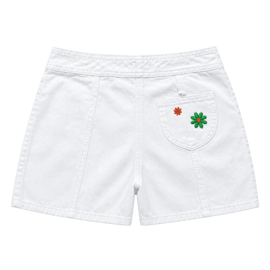 Vtg 90s California Concepts Denim Shorts Size 11 Large White Embroidered Flowers 1