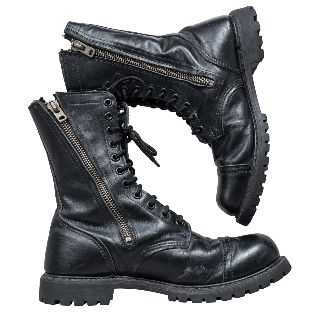 Corcoran Combat Boots Black Leather Cap Toe Side Zip Talon Zippers Made in USA 1