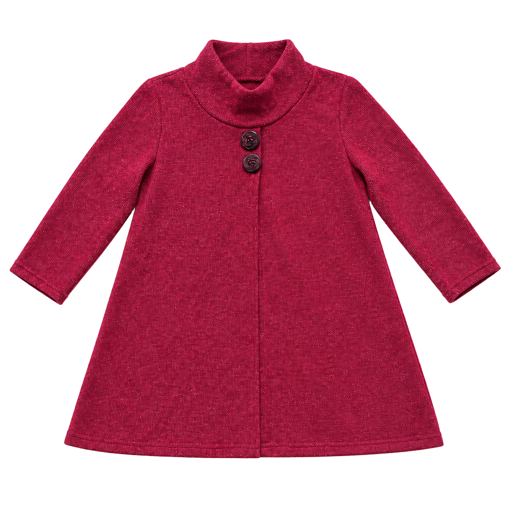 Yushi Sweater Coat Size M Red Knit Mock Neck Two Button Swing Jacket Lagenlook 1