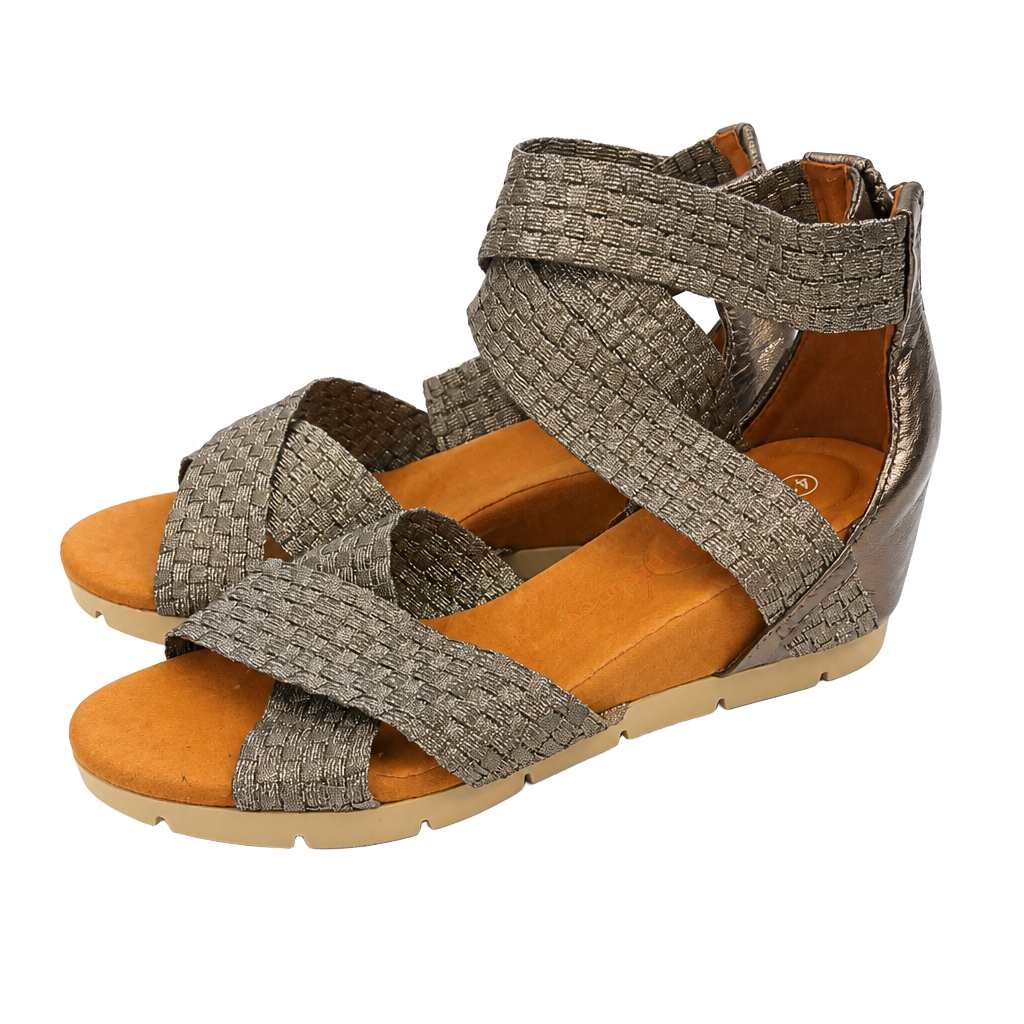 Bernie Mev Honesty Women's Wedge Sandals Pewter Size 41 US 10 1