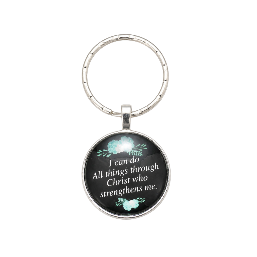 I Can Do All Things Through Christ Who Strengthens Me Glass Cabochon Keychain 1