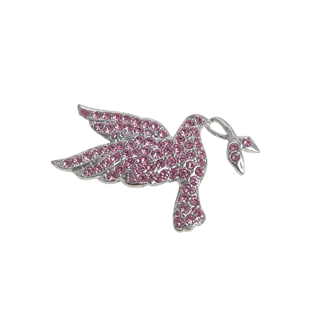 Pink Rhinestone Dove Peace Bird Brooch Pin 1