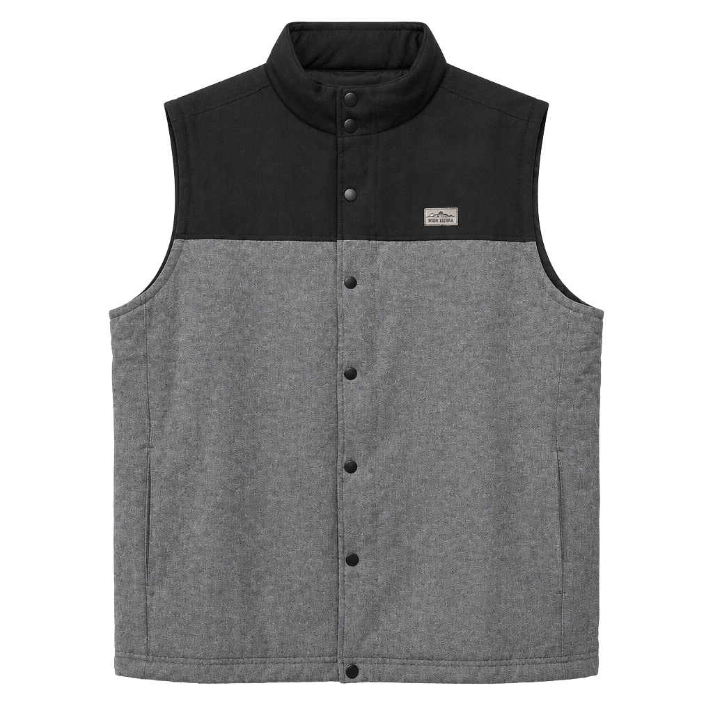 Travis Mathew Navigational Report Golf Snap Button Vest Size Large Black Gray 1
