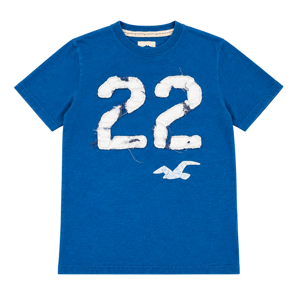 Y2K Hollister Number 22 Graphic T-Shirt Blue 1