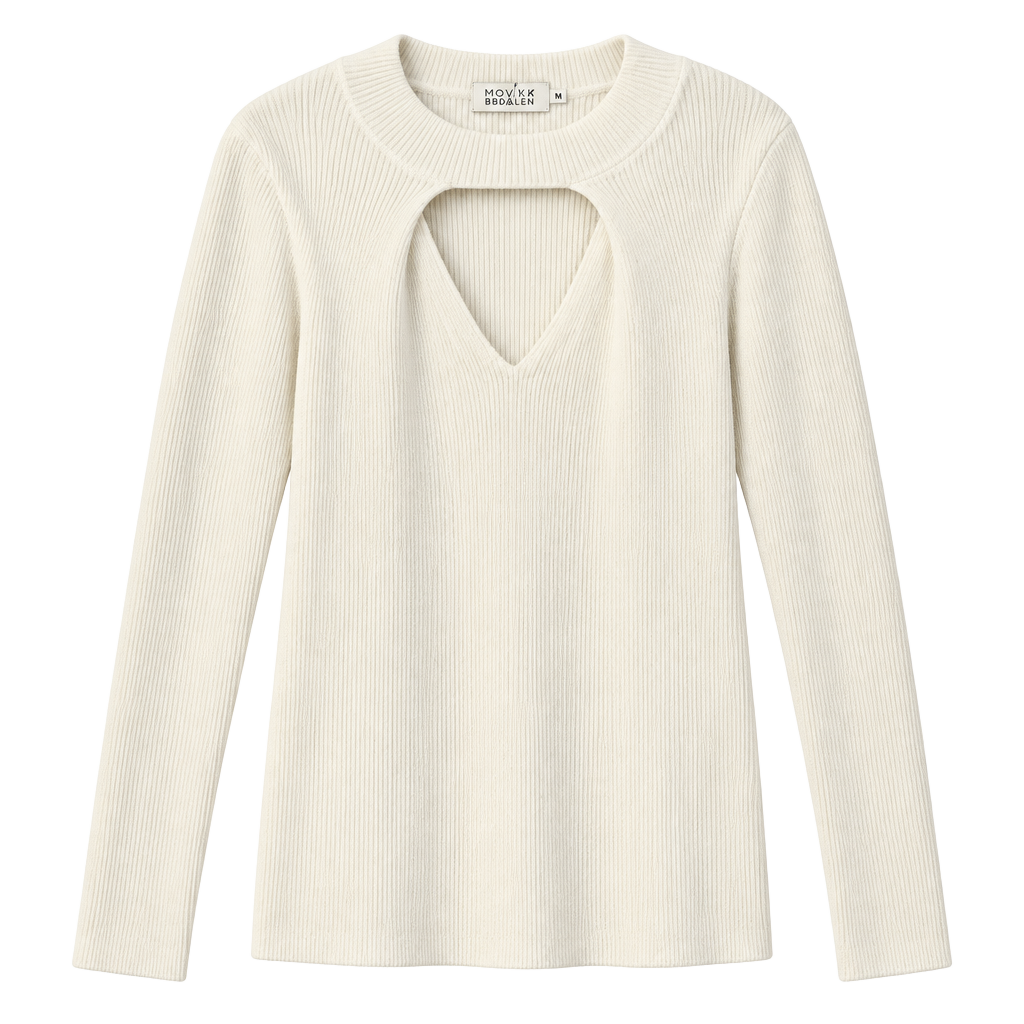 NWT Molly Bracken Knitted Sweater Size M Off-White Keyhole Crystal Embellished 1