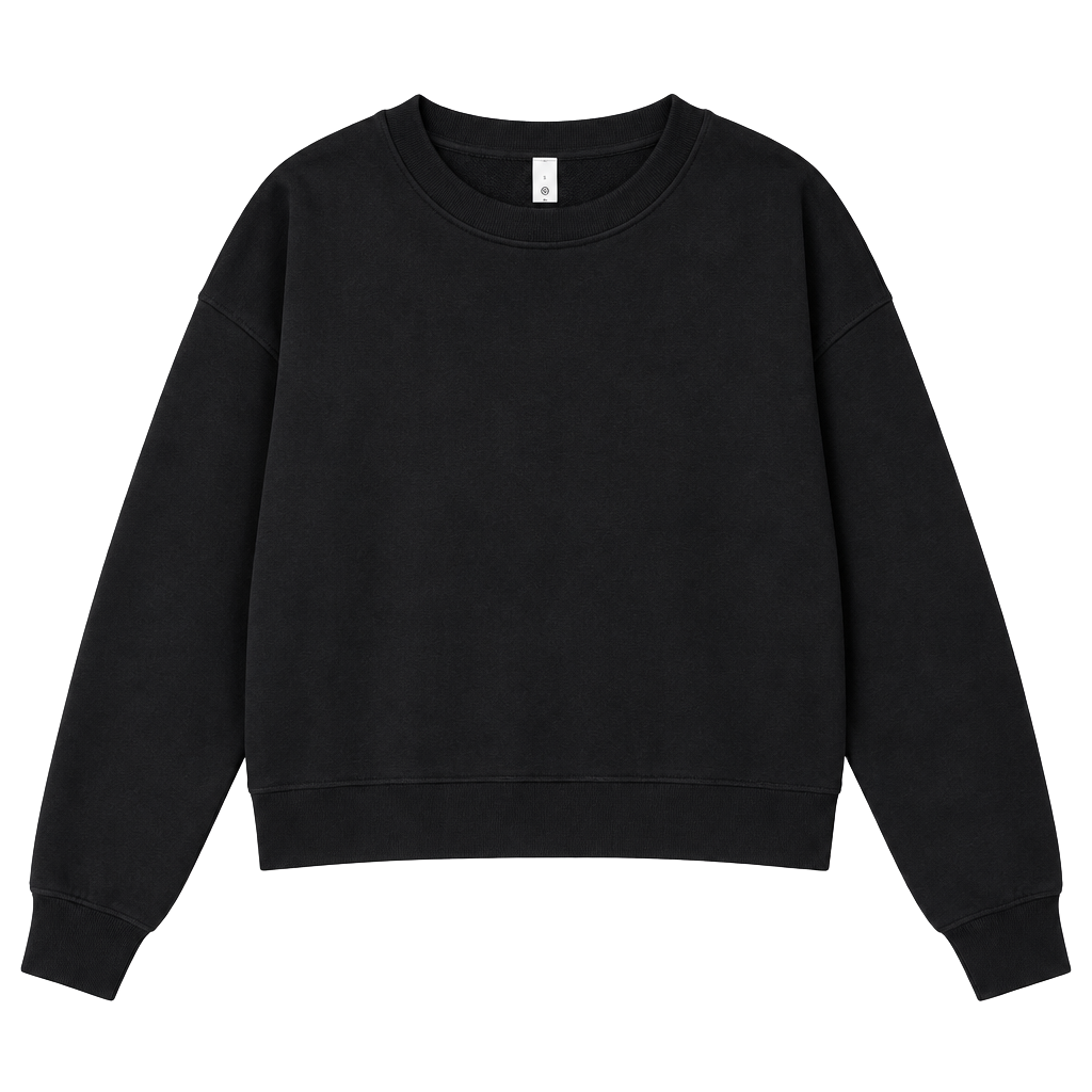 NWT Lululemon Perfectly Oversized Cropped Crew Size 8 Black French Terry 1