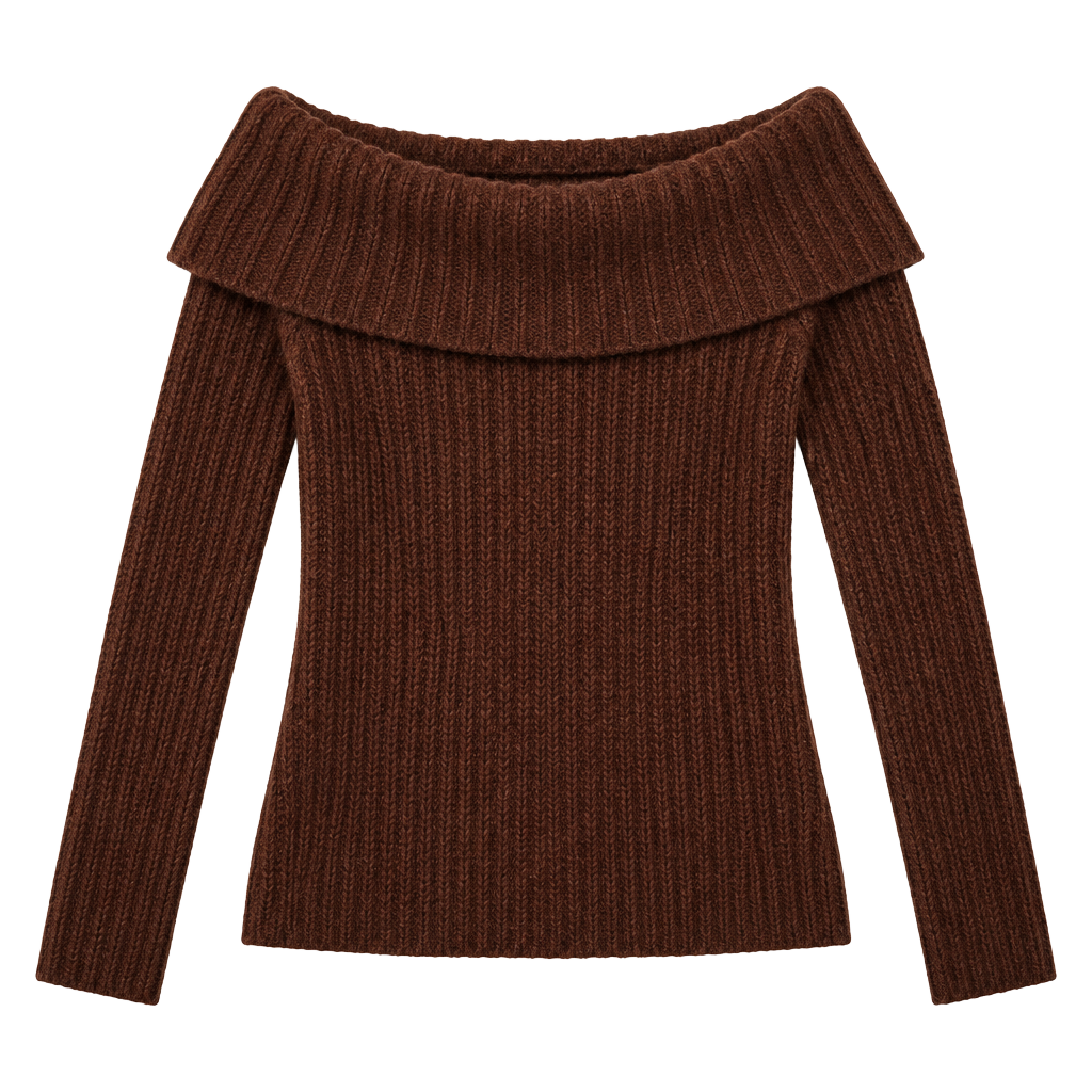 NWT Cosmic Blue Love Kaia Off Shoulder Sweater Size M Hot Chocolate 1