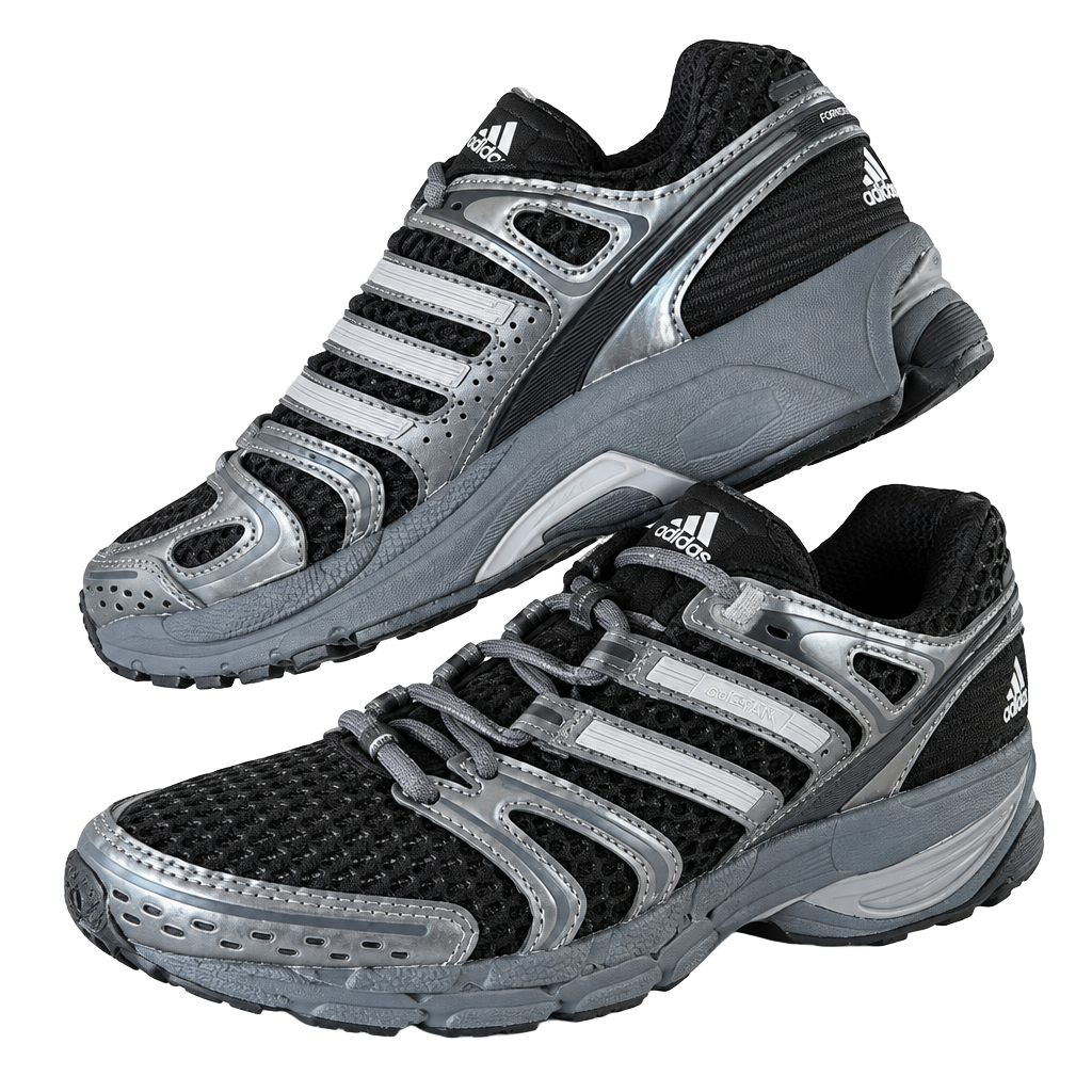 Adidas Adistar Control 5 Size 7.5 Black Metallic Silver Sneakers 1