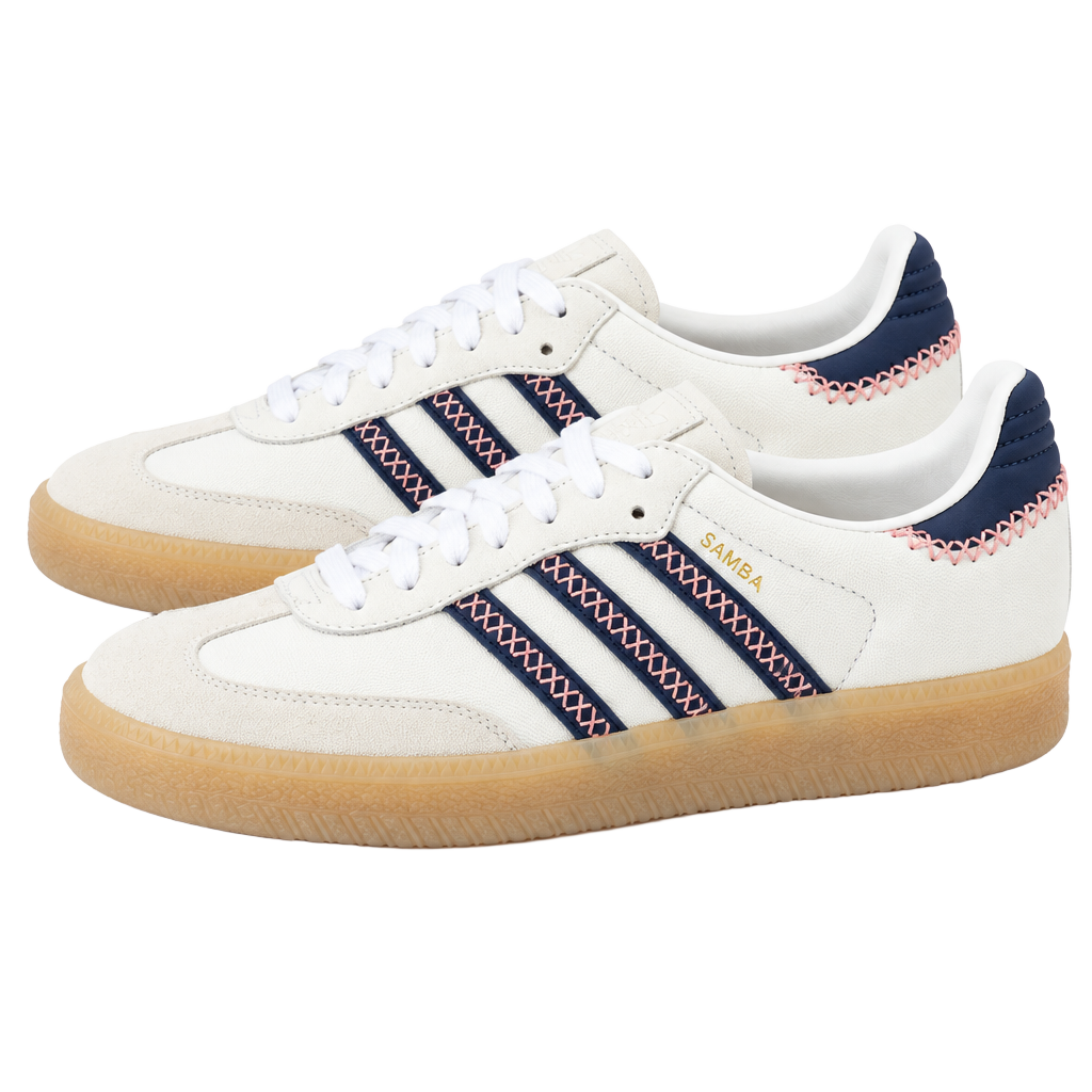 Adidas Sambae J Size 6 White Dark Blue Pink Gum Platform Sneakers 1