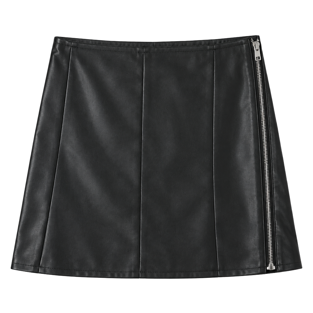 CUPSHE Faux Leather Mini Skirt Size S Black Zipper 1