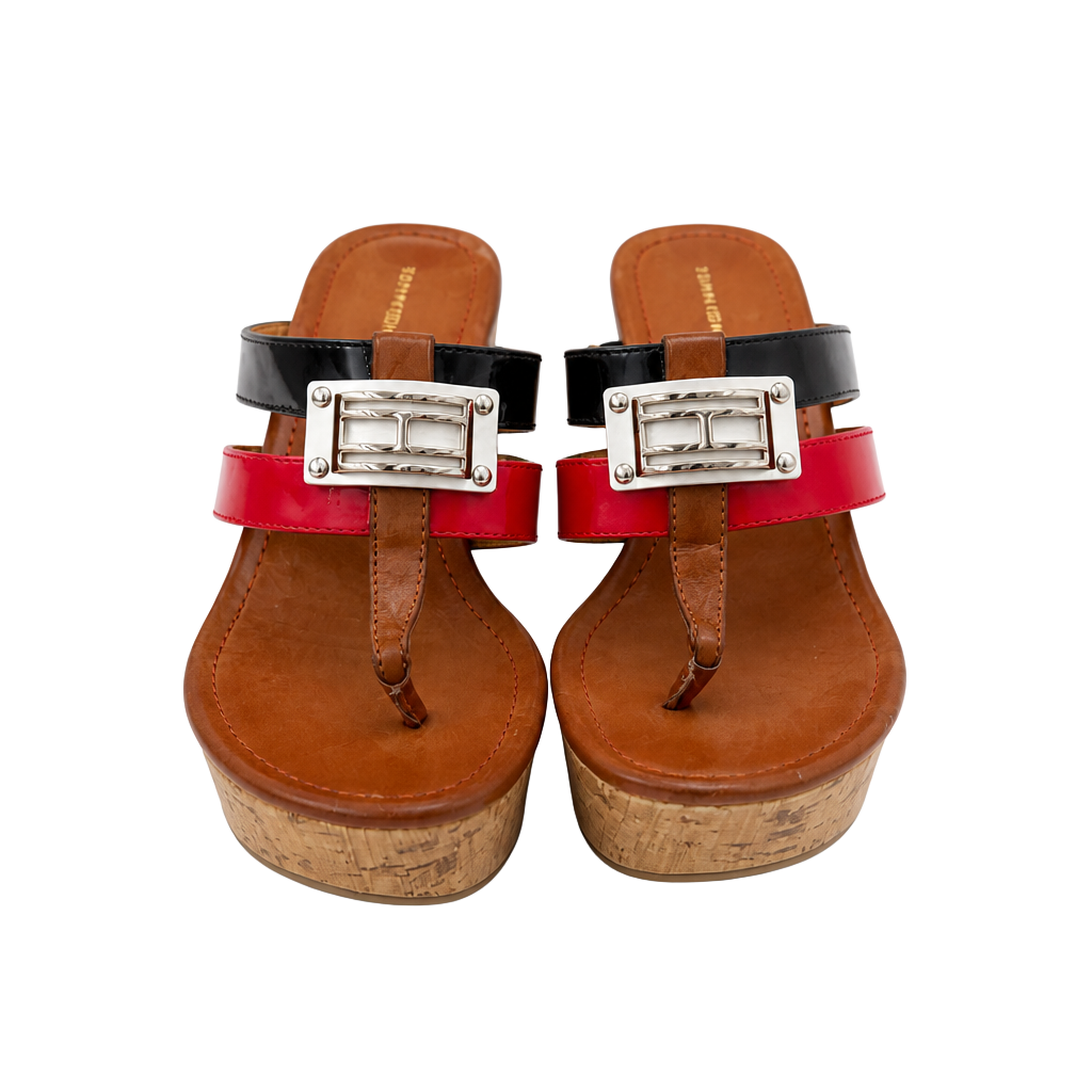 Tommy Hilfiger Manne Cork Wedge Sandals Red Navy White 1
