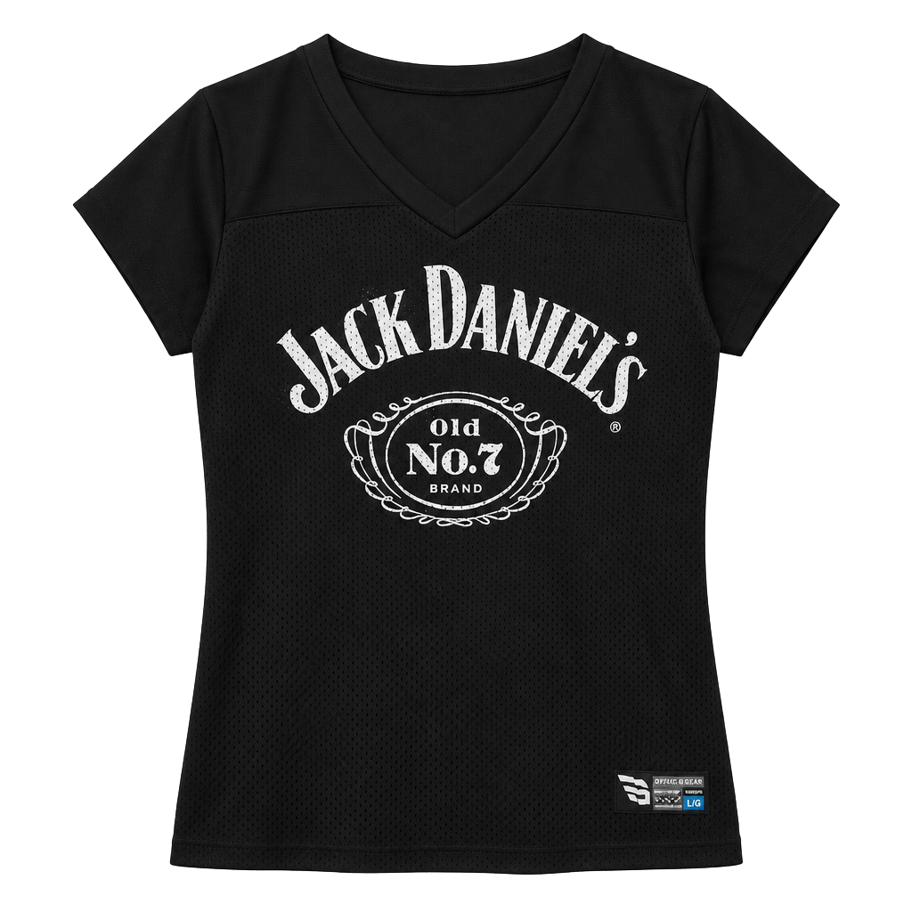 Jack Daniel's Football Jersey Size LG Black Mesh Old No. 7 V-Neck 1