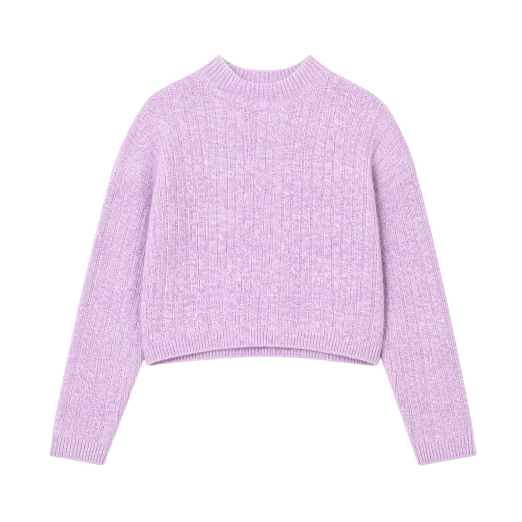 Jessica Simpson Lavender Cropped Cable Knit Mock Neck Sweater Style ST20338 1