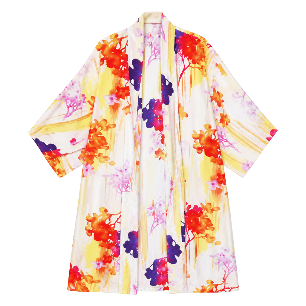 Natori Floral Kimono Robe Size M Multi Color Satin Long 1