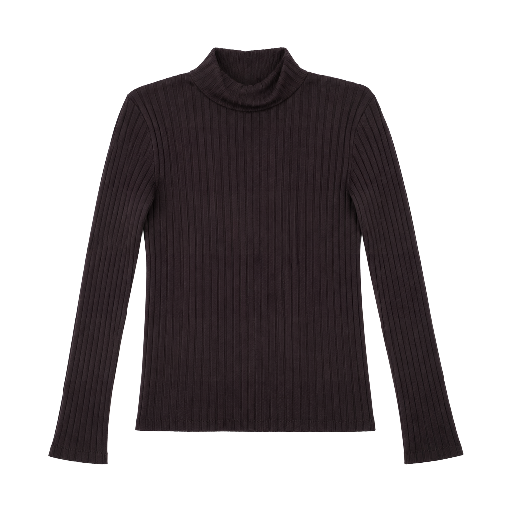 Topshop Black Ribbed Long Sleeve Turtleneck Top 1
