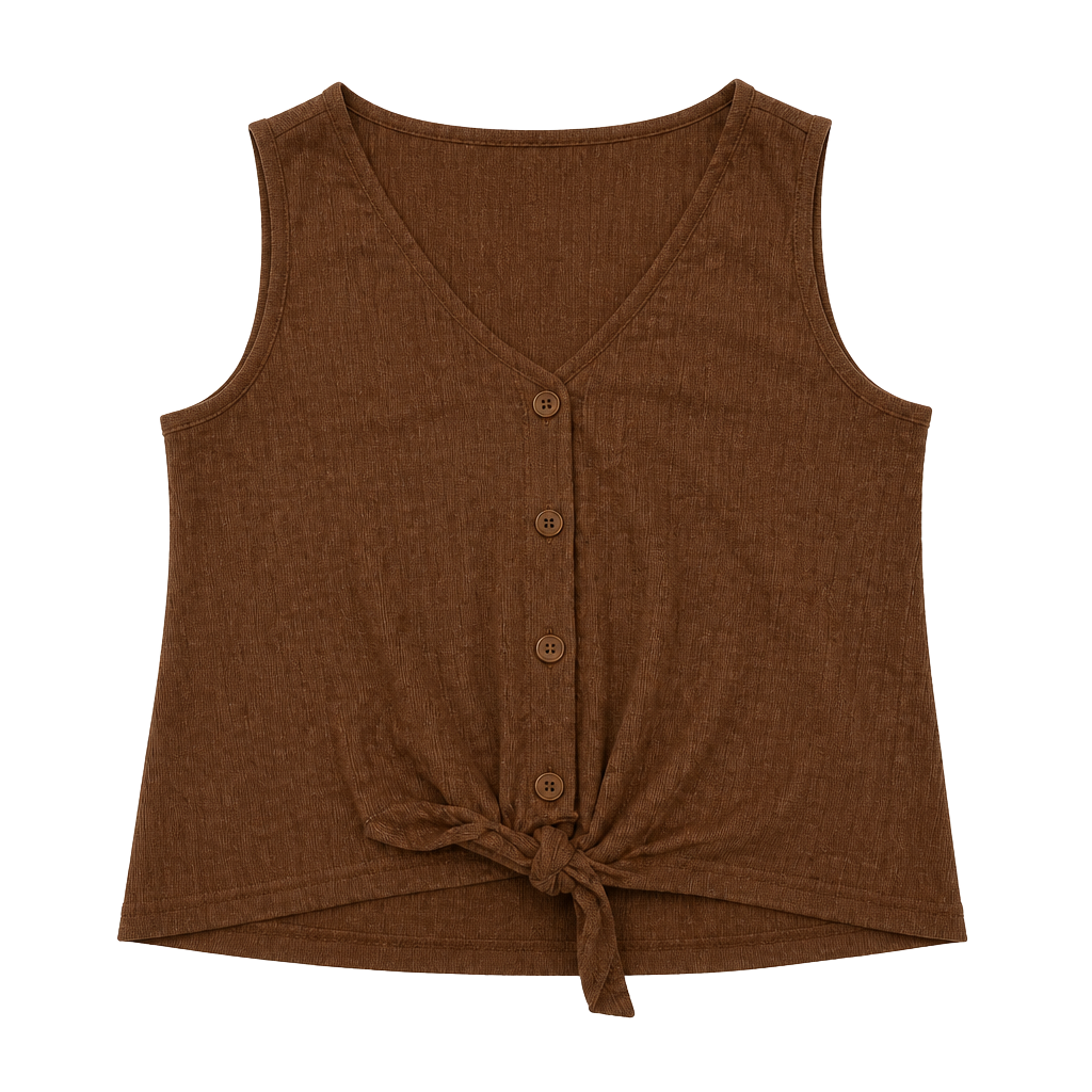 Sanctuary Brown Sleeveless Button-Front Tie-Hem Tank Top 1