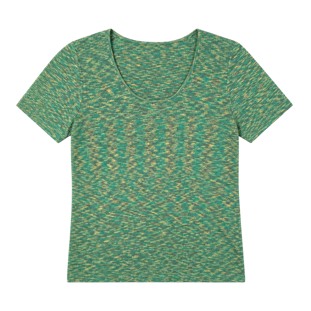 by Anthropologie Ribbed Knit Short Sleeve Sweater Size L Green Yellow 1