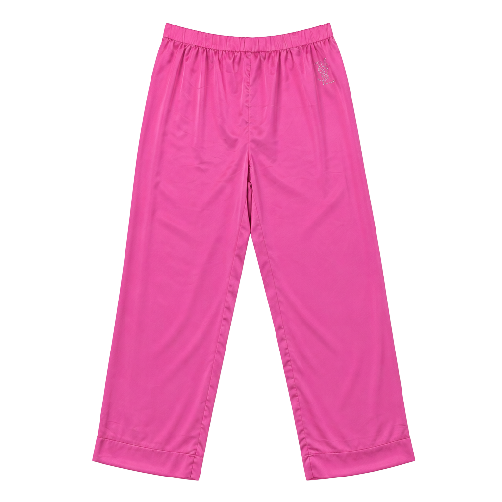 Juicy Couture Sleepwear Hot Pink Satin Lounge Pants with Rhinestone Logo 1