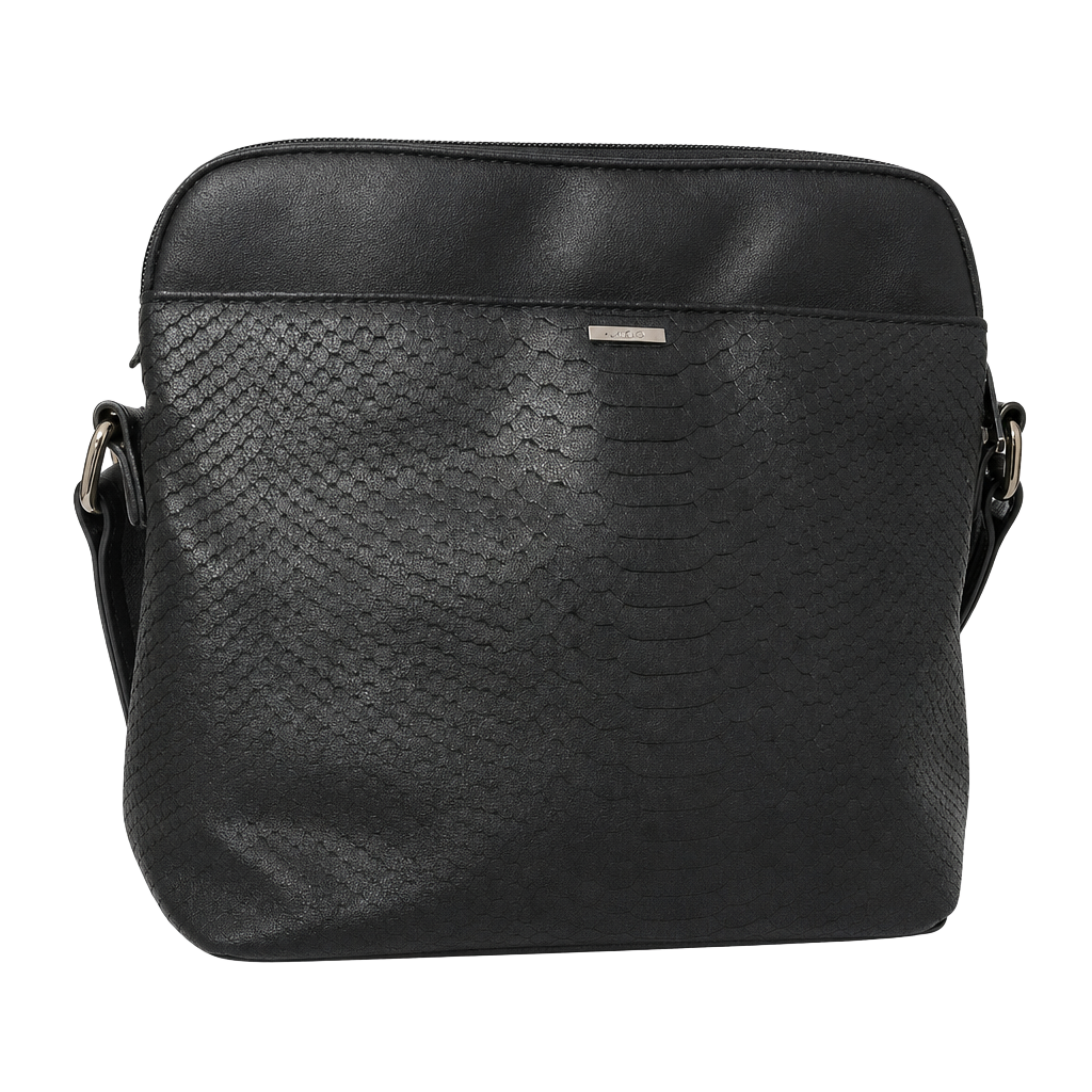 Lovevook Black Snakeskin Embossed Faux Leather Crossbody Bag 1