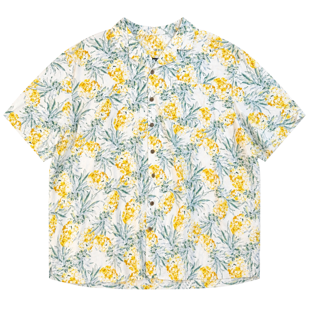 George Men's Short Sleeve Pineapple Print Camp Shirt Size 3XL 1
