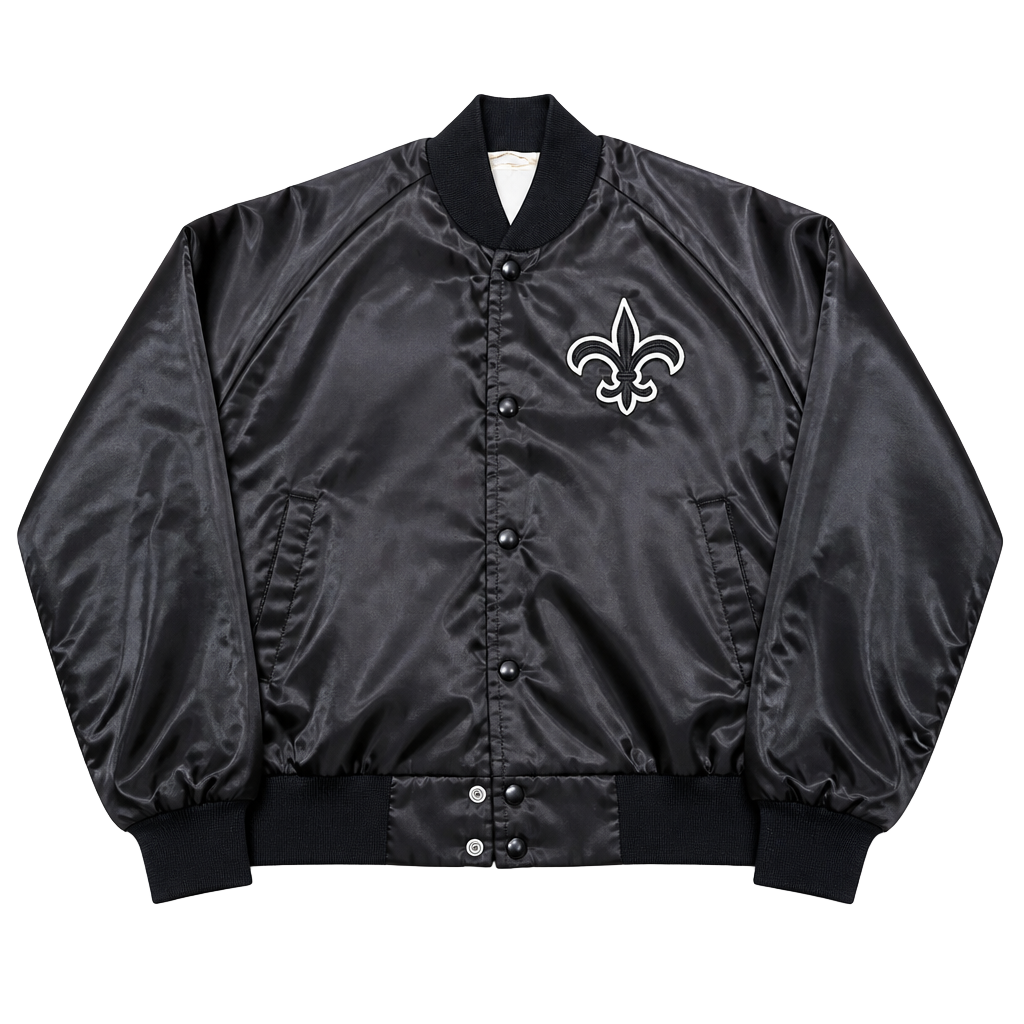 Vintage 80s Chalk Line New Orleans Saints Satin Bomber Varsity Jacket Size Small 1