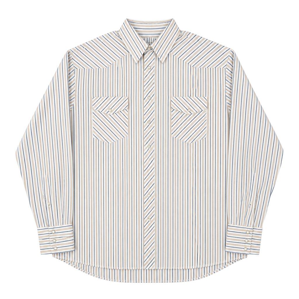 Vintage Wrangler Striped Western Pearl Snap Long Sleeve Shirt 1