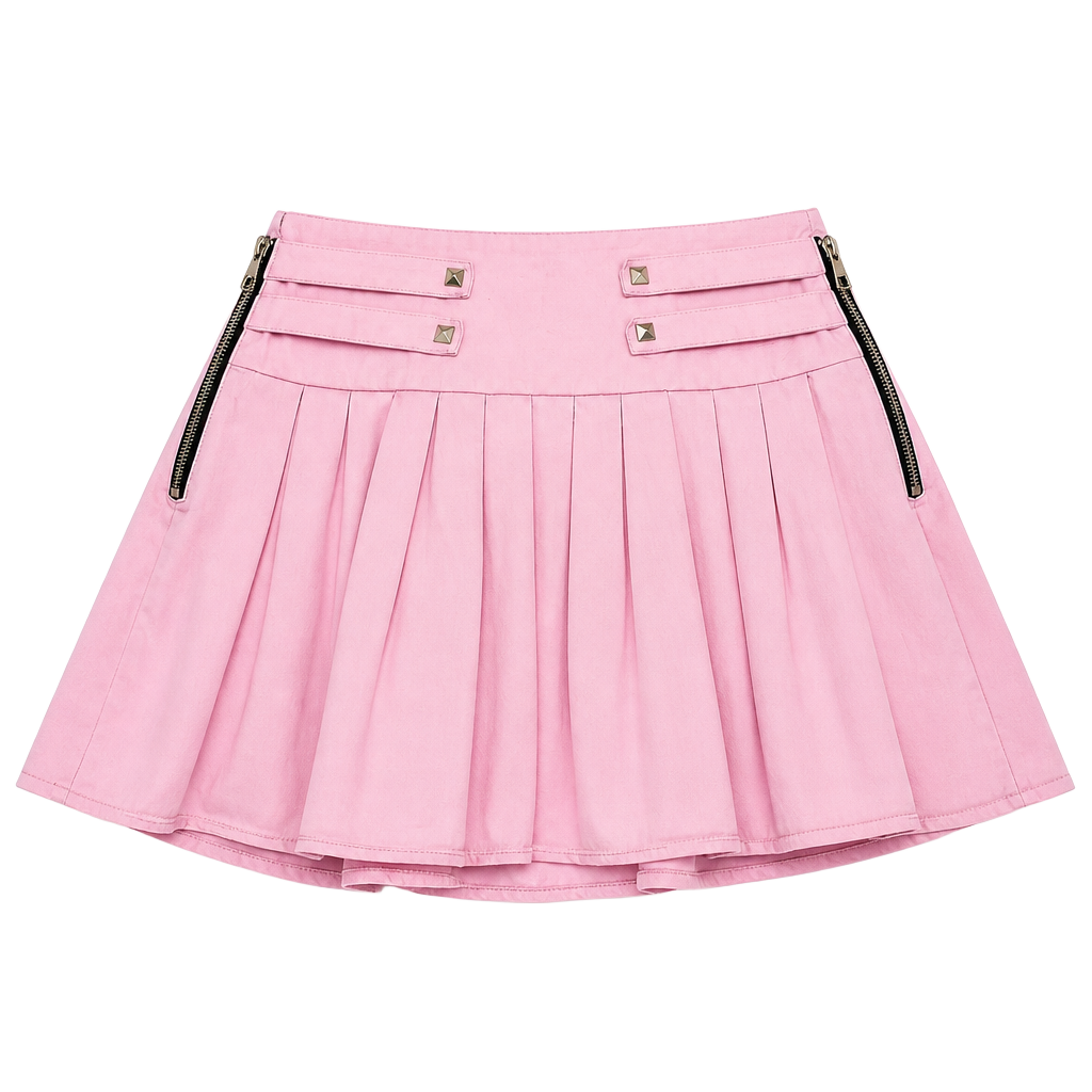 Jawbreaker Pink Pleated Skirt with Zipper Detail Size XS 1