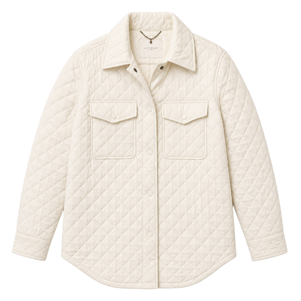 NWT Lucky Brand White Quilted Hooded Shacket Jacket Coat Small $228 1