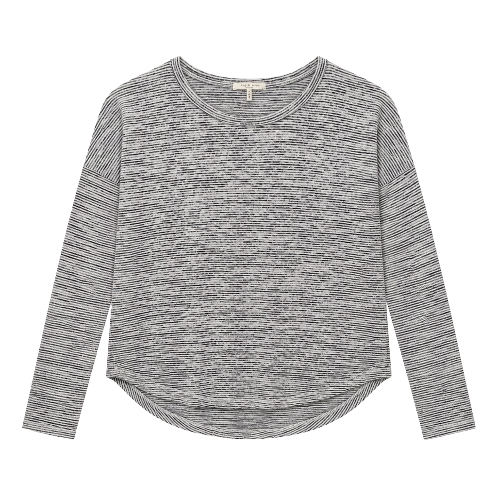 NWT rag and bone The Knit Striped Long Sleeve Top Size Small Navy 1