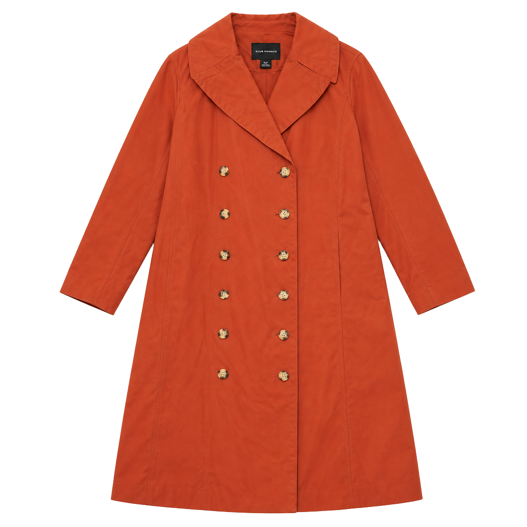 Club Monaco Odette Trench Coat NWT Brick Red Rust Terracotta Oversized Duster XS 1