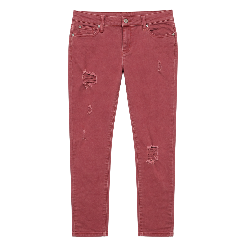 Altar'd State Distressed Skinny Jeans Maroon Size 27/S 1
