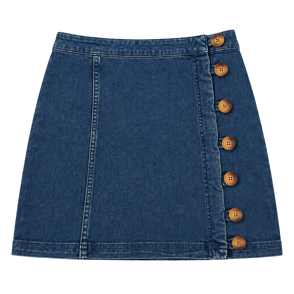 Free People Denim Mini Skirt Size 8 Blue Button Front 1