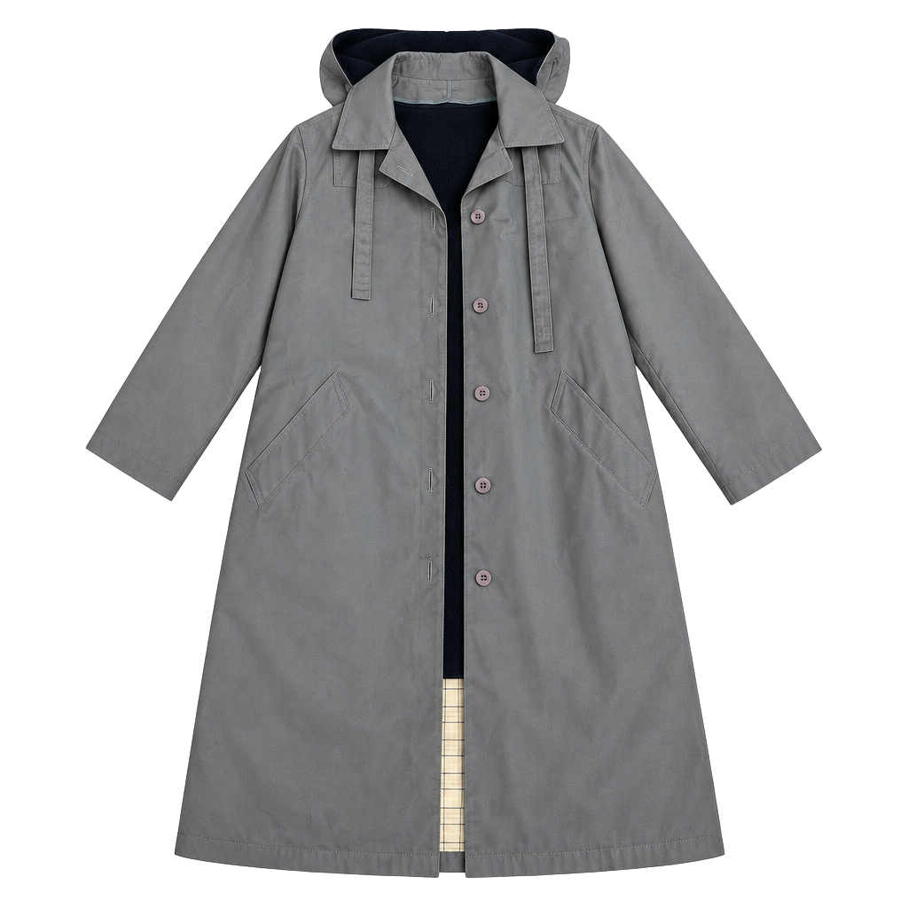 Vintage London Fog Trench Coat Size 6 Petite Gray Belted Faux Fur Lined 1
