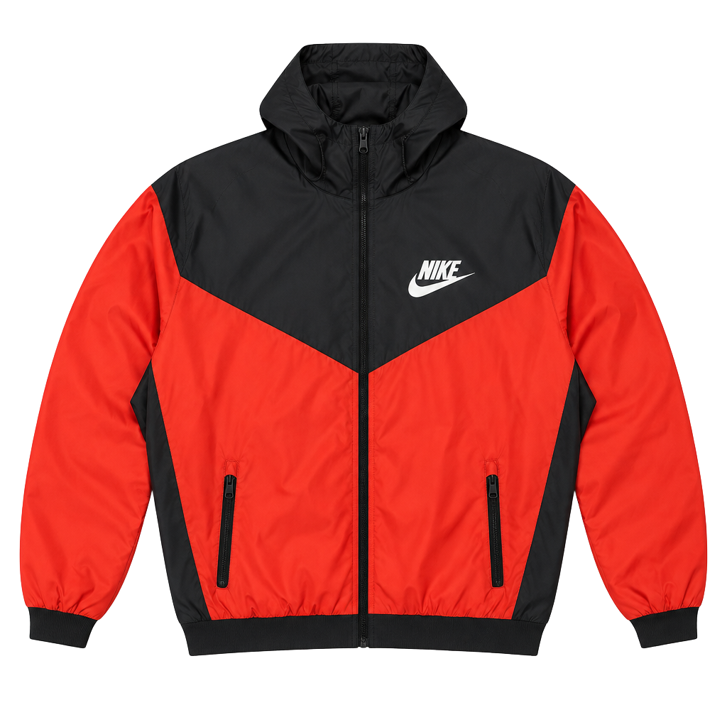 Nike Windrunner Full Zip Windbreaker Hoodie Jacket Red Black 1