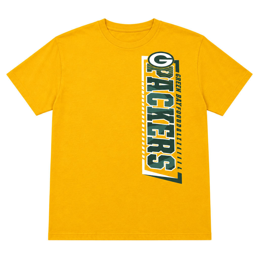 NFL Team Apparel Green Bay Packers T-Shirt Size L Yellow Graphic Tee 1