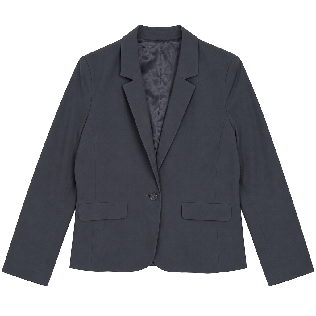 Frenchi Slate Blue Single Button Notched Lapel Blazer 1