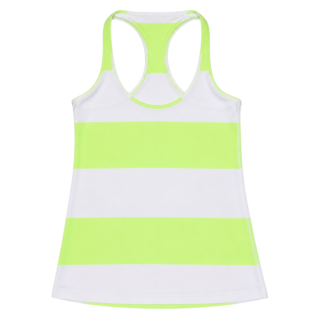 Lululemon Cool Racerback Tank Top Wide Stripe Neon Lime Green and Heathered Grey 1