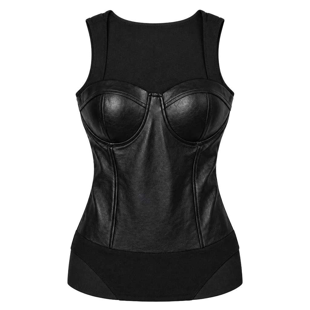 SAY WHAT? Faux Leather Corset Bodysuit Size M Black 1
