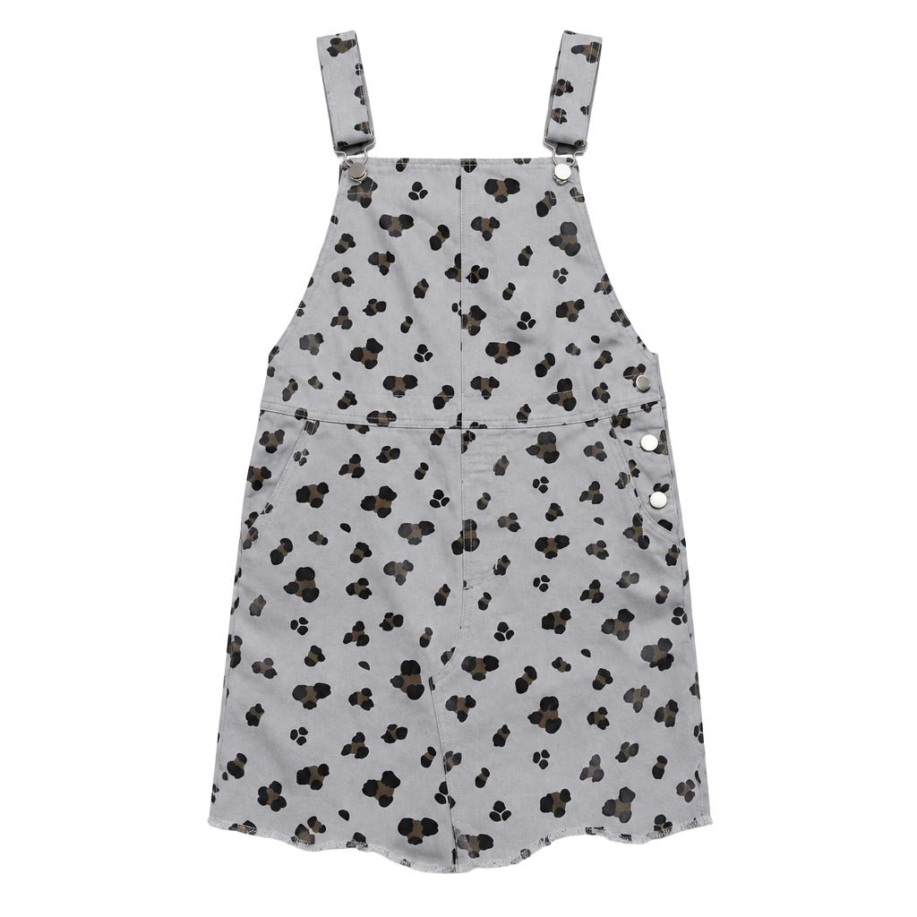 Leopard Print Denim Overall Dress Size S 1