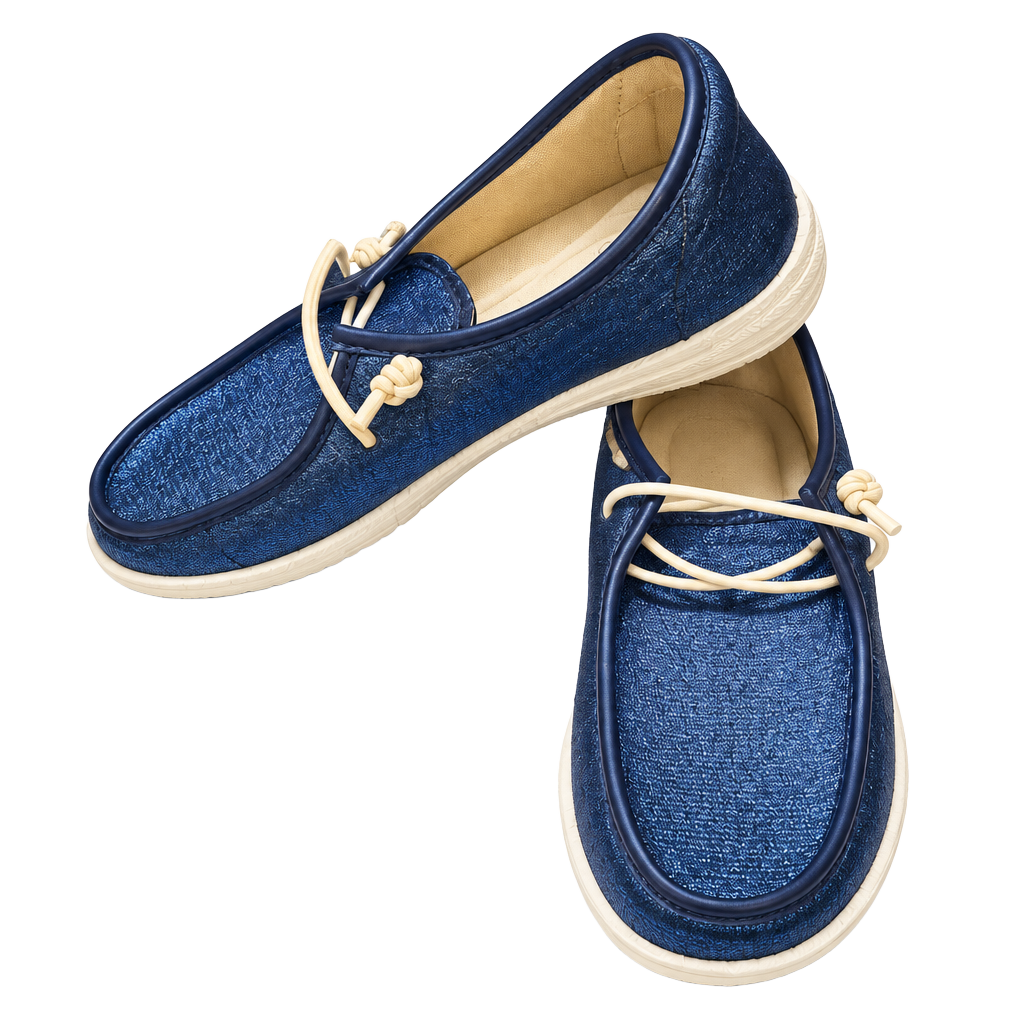 Corky's Kayak Size 8 Blue Crinkle Metallic Slip On Shoes 1