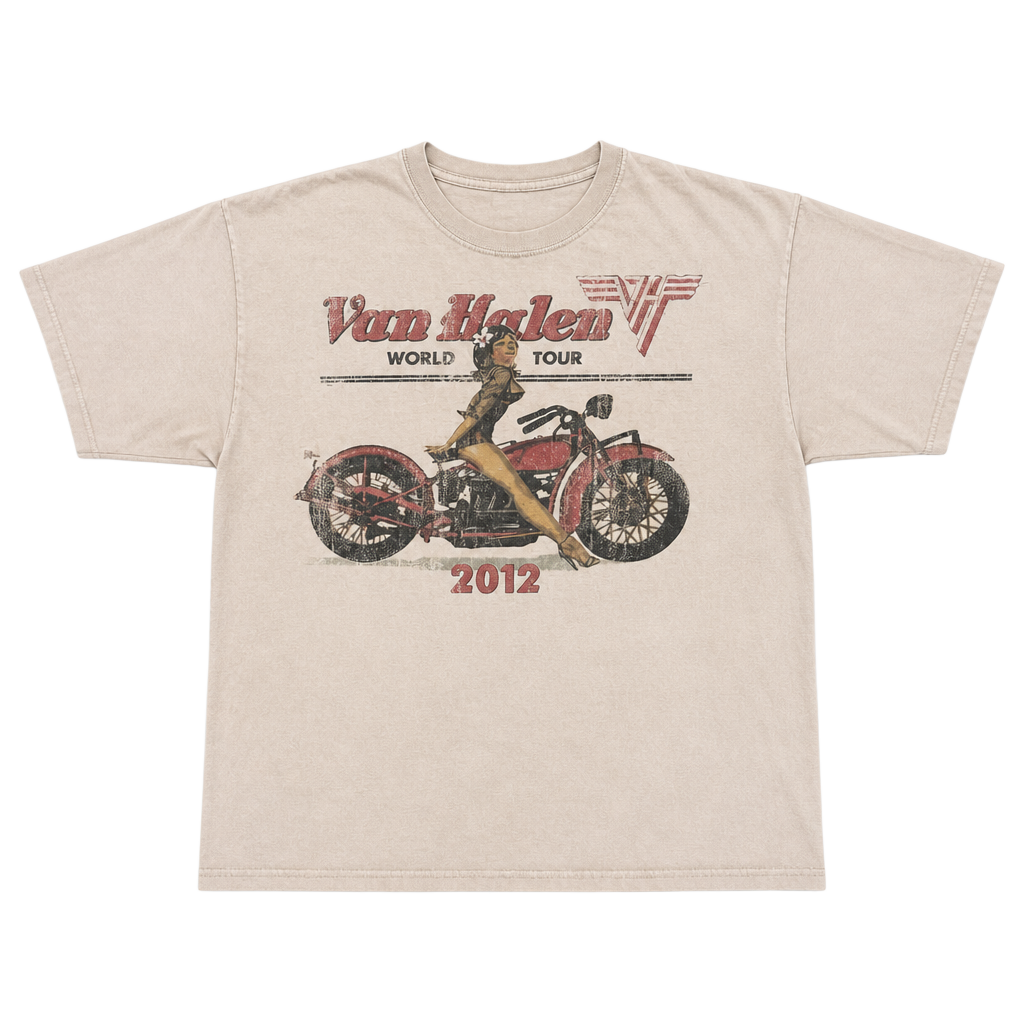 Van Halen 2012 World Tour Pinup Motorcycle Graphic T-Shirt XL 1