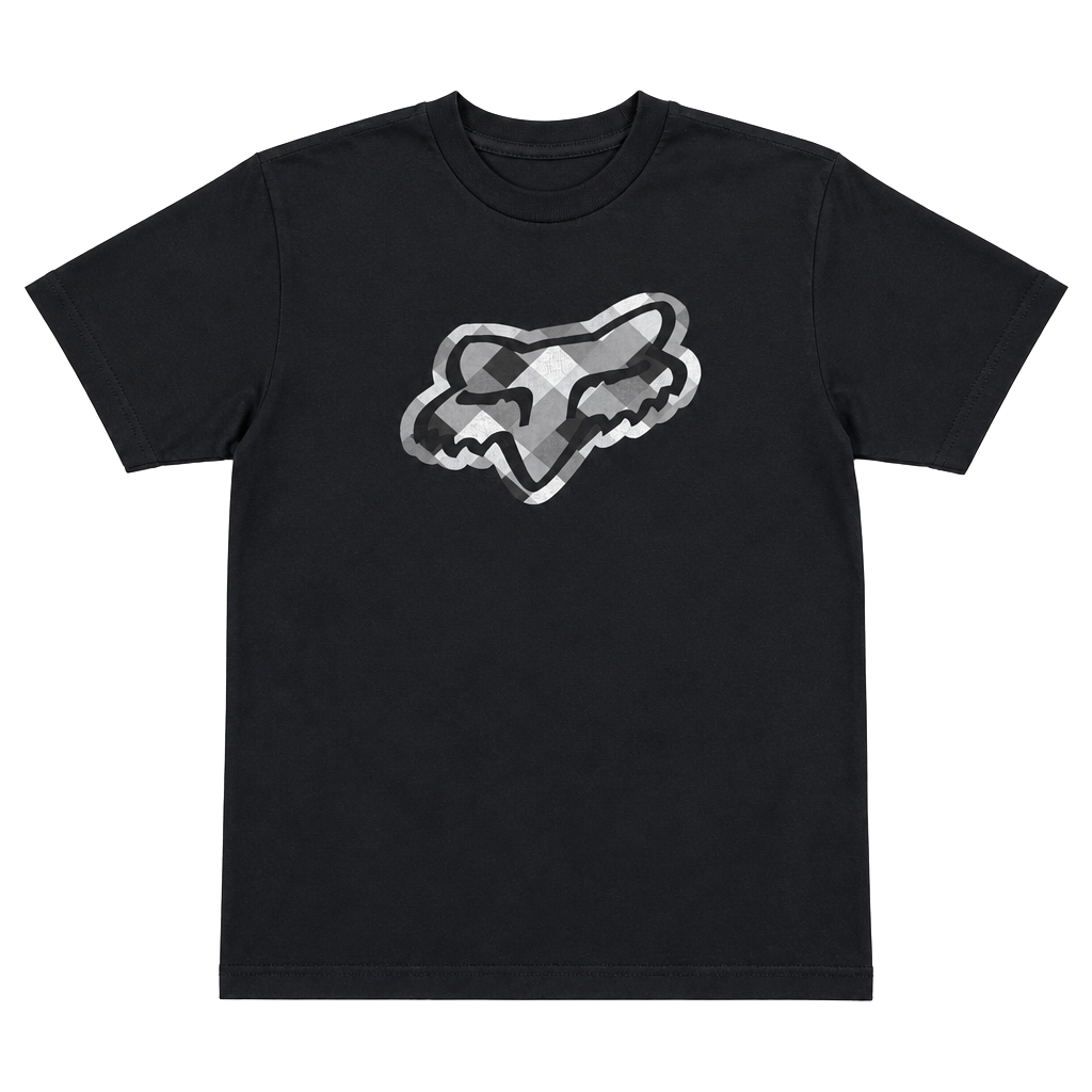 Vintage 90s Fox Racing Plaid Graphic Logo T-Shirt Black Medium 1