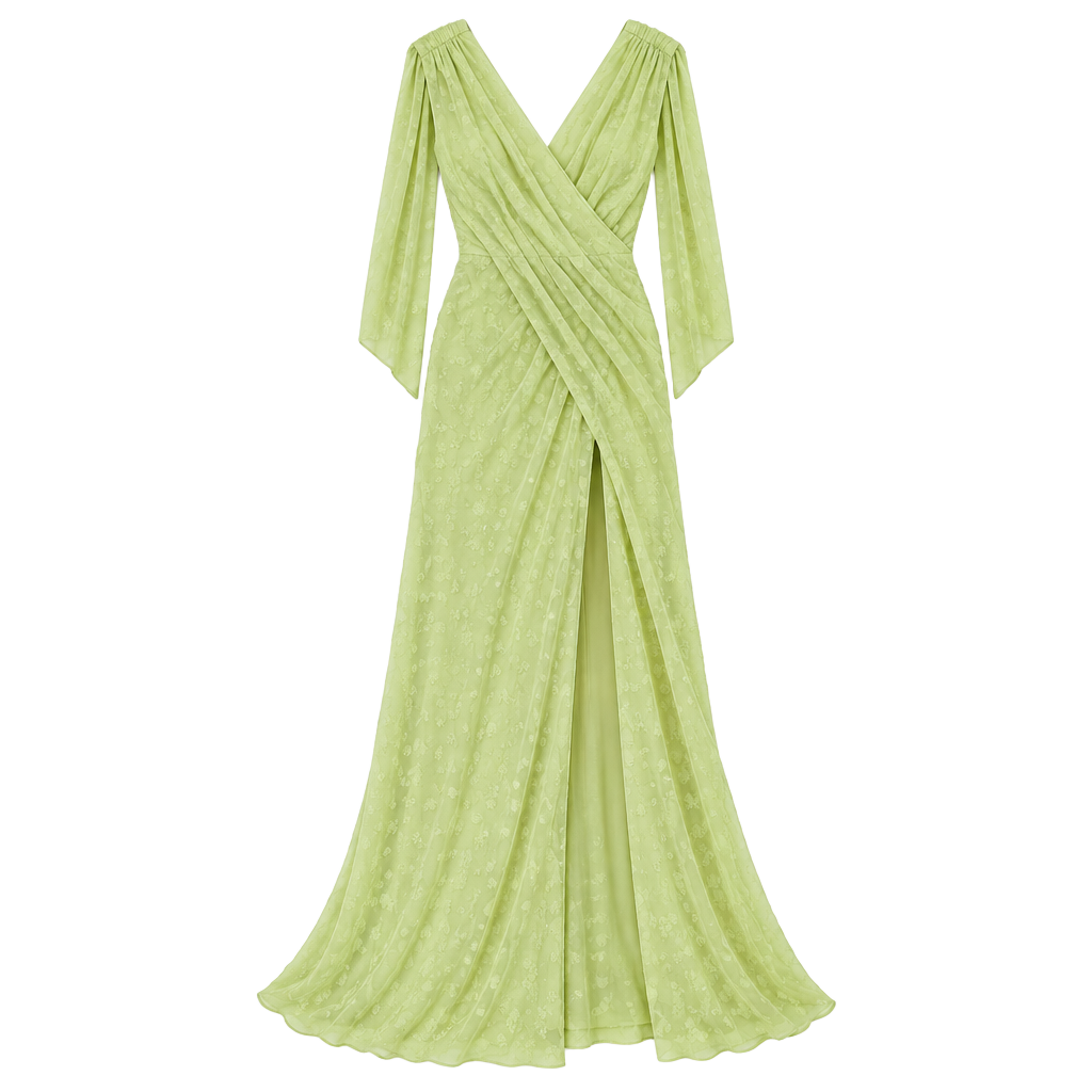A Classy Chic Boutique Sheer Lime Green Draped Maxi Cover-Up 1