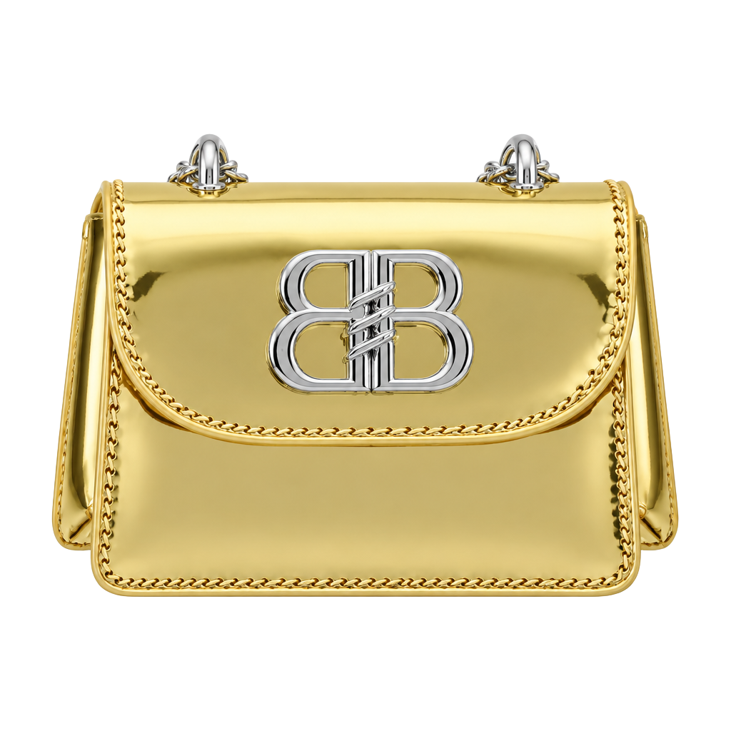 A Classy Chic Boutique Gold Metallic Mini Crossbody with Silver Logo 1