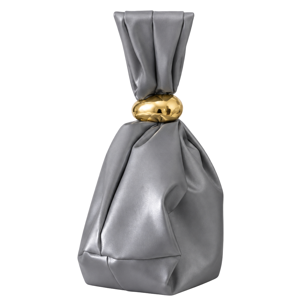 A Classy Chic Boutique Silver Mini Knot Bag with Gold Accent 1