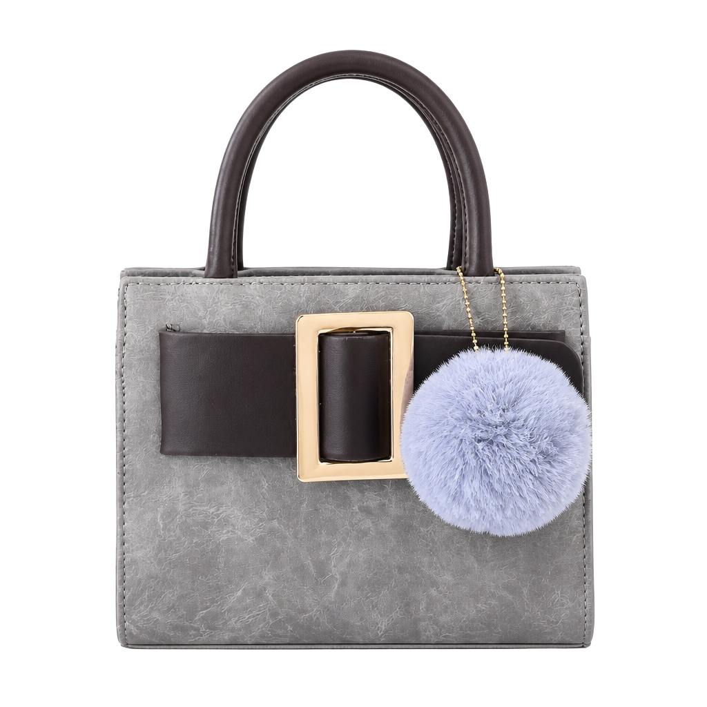 Women Faux-Leather Tote Messenger Handbag with Belt Buckle Lock and Ta - , 1